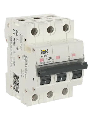 Фотография товара 'IEK ARMAT Автоматический выключатель M06N 3P B 20А AR-M06N-3-B020'