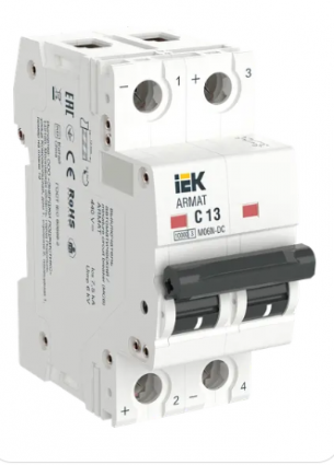 Фотография товара 'IEK ARMAT Автоматический выключатель M06N-DC 2P C 13А AR-M06N-2-C013DC'