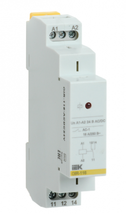 Фотография товара 'IEK Реле промежуточное модульное OIR 1 контакт 16А 24В AC/DC OIR-116-ACDC24V'