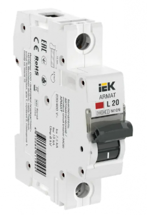 Фотография товара 'IEK ARMAT Автоматический выключатель M10N 1P L 20А AR-M10N-1-L020'
