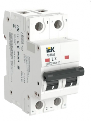 Фотография товара 'IEK ARMAT Автоматический выключатель M06N-DC 2P L 2А, AR-M06N-2-L002DC'