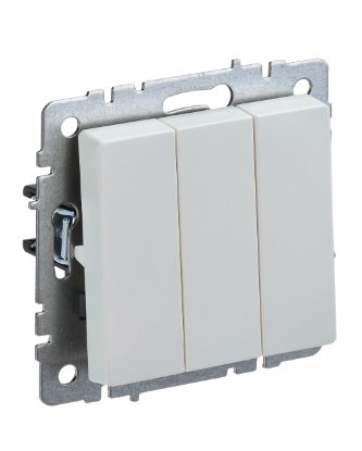 Фотография товара 'IEK BRITE Выключатель 3-клавишный 10А ВС10-3-0-БрЖ жемчуг BR-V30-0-10-K36'