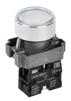 Фотография товара 'IEK Кнопка управления LA167-BAF11 d=22мм 1з белая BBT20-BAF11-1-22-67-K01'