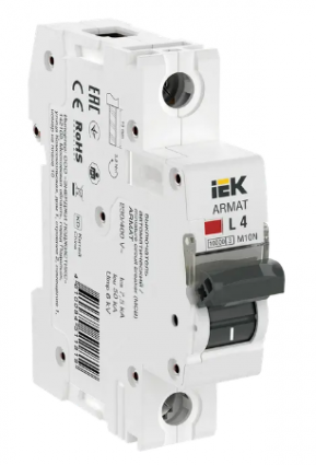Фотография товара 'IEK ARMAT Автоматический выключатель M10N 1P L 4А AR-M10N-1-L004'