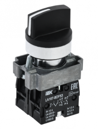 Фотография товара 'IEK Переключатель LA167-BDF53 на 3 положения 2з черный BSW20-BDF53-4-24-67-3-K02'