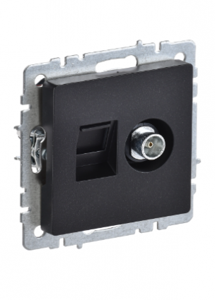 Фотография товара 'IEK BRITE Розетка двойная TV+RJ45 кат.5E РТВ/РК12-БрЧ черный BR-AK20-1-K02'