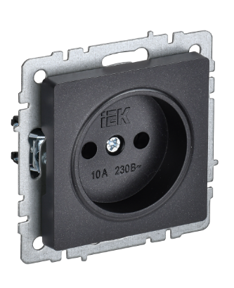 Фотография товара 'IEK BRITE Розетка 1-местная без заземления без защитных шторок 10А РС10-1-0-БрЧ черный BR-R10-10-K02'