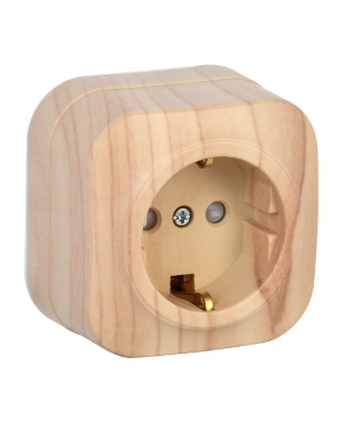 Фотография товара 'IEK Розетка одноместная для открытой установки РСш20-3-ХС с заземлением и защитной шторкой 16А GLORY сосна ERH14-K34-16'