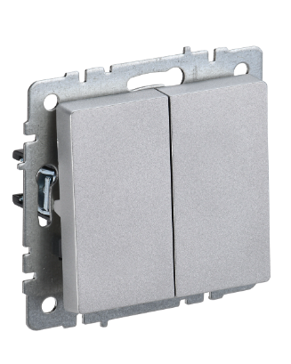 Фотография товара 'IEK BRITE Выключатель 2-клавишный 10А ВС10-2-0-БрА алюминий BR-V20-0-10-K47'