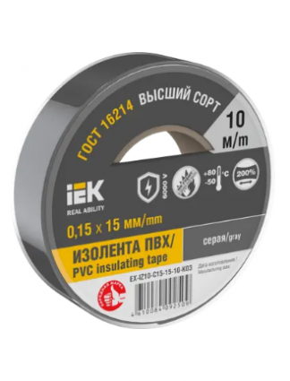 Фотография товара 'IEK MIXTAPE 7 Изолента 0,15х15мм серая 10м EX-IZ10-C15-15-10-K03'