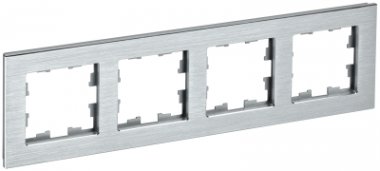 Фотография товара 'IEK BRITE Рамка 4 -местная РУ-4-1-БрА металл алюминий BR-M42-M-K47'