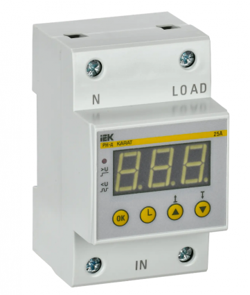 Фотография товара 'IEK Реле напряжения РН-д однофазное 54мм 25А IVR31-1-25'