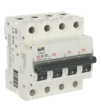 Фотография товара 'IEK ARMAT Автоматический выключатель M06N 4P B 10А AR-M06N-4-B010'