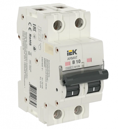Фотография товара 'IEK ARMAT Автоматический выключатель M10N 2P B 10А AR-M10N-2-B010'