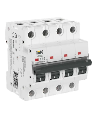 Фотография товара 'IEK ARMAT Автоматический выключатель M10N 4P Z 6А AR-M10N-4-Z010'