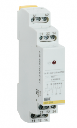 Фотография товара 'IEK Реле промежуточное модульное OIR 3 контакта 8А 12В AC/DC OIR-308-ACDC12V'