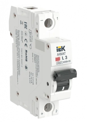 Фотография товара 'IEK ARMAT Автоматический выключатель M06N-DC 1P L 3А, AR-M06N-1-L003DC'