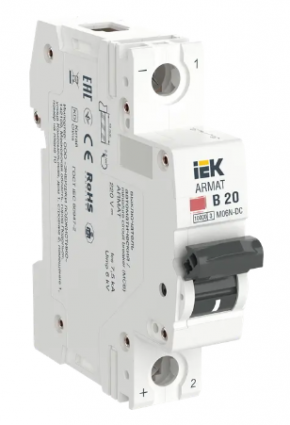 Фотография товара 'IEK ARMAT Автоматический выключатель M06N-DC 1P B 20А AR-M06N-1-B020DC'