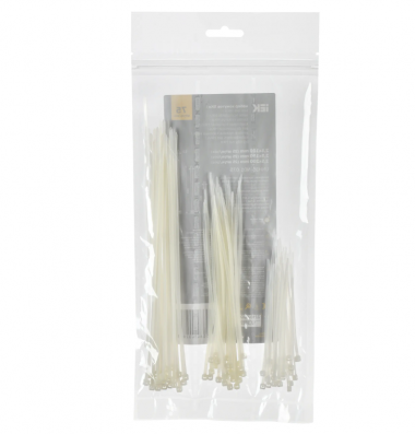 Фотография товара 'IEK Набор хомутов 2,5х100; 2,5х150; 2,5х200 белые (75шт/упак) UNH35-N01-075'