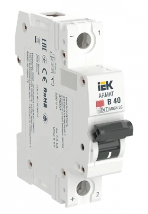 Фотография товара 'IEK ARMAT Автоматический выключатель M06N-DC 1P B 40А AR-M06N-1-B040DC'