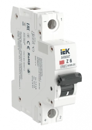Фотография товара 'IEK ARMAT Автоматический выключатель M06N-DC 1P Z 6А, AR-M06N-1-Z006DC'