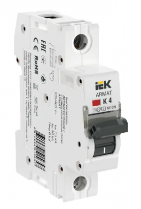 Фотография товара 'IEK ARMAT Автоматический выключатель M10N 1P K 4А AR-M10N-1-K004'