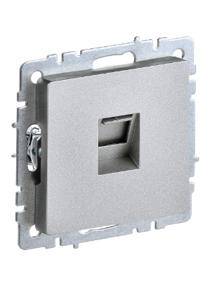 Фотография товара 'IEK BRITE Розетка компьютерная RJ45 кат.5E РК10-БрА алюминий BR-K10-1-K47'