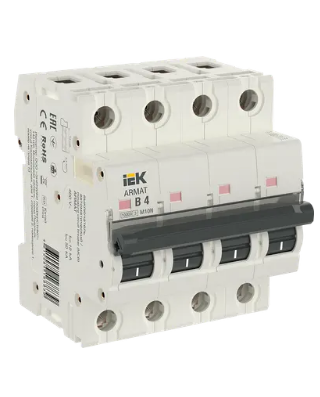 Фотография товара 'IEK ARMAT Автоматический выключатель M10N 4P B 4А AR-M10N-4-B004'