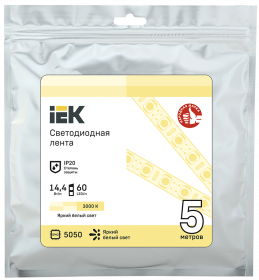 Фотография товара 'IEK Лента LED LSR-5050WW60-14,4-IP20-12В, LSR2-1-060-20-3-05'