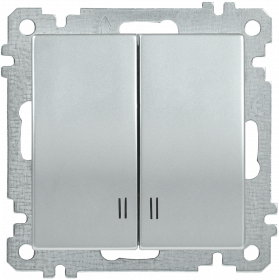 Фотография товара 'IEK Выключатель 2-клавишный с индикацией ВС10-2-1-Б 10А BOLERO, EVB21-K23-10'