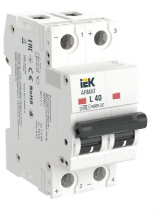 Фотография товара 'IEK ARMAT Автоматический выключатель M06N-DC 2P L 40А, AR-M06N-2-L040DC'