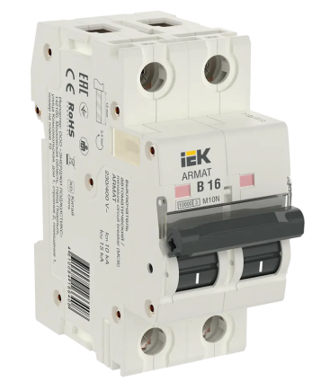 Фотография товара 'IEK ARMAT Автоматический выключатель M10N 2P B 16А AR-M10N-2-B016'