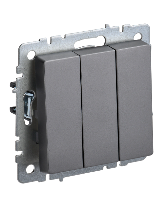 Фотография товара 'IEK BRITE Выключатель 3-клавишный 10А ВС10-3-0-БрС сталь BR-V30-0-10-K46'