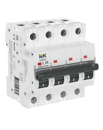 Фотография товара 'IEK ARMAT Автоматический выключатель M10N 4P L 20А AR-M10N-4-L020'