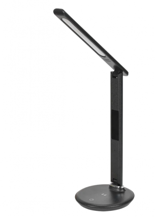 Фотография товара 'IEK LIGHTING Светильник светодиодный настольный 2011 7Вт на подставке QI-заряд USB-выход кожа черный LDNL0-2011-1-QI-7-K02'