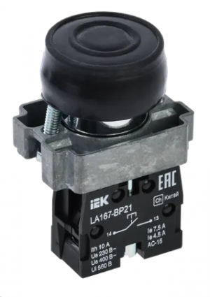 Фотография товара 'IEK Кнопка управления LA167-BP21 d=22мм 1з черная BBT20-BP21-1-22-67-K02'