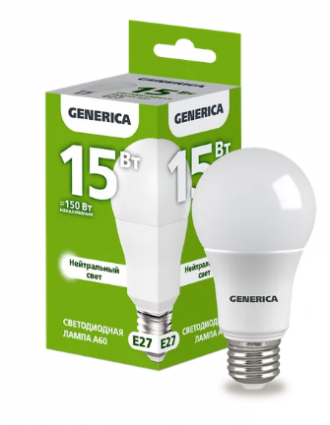 Фотография товара 'IEK Лампа светодиодная A60 груша 15Вт 230В 4000К E27 LL-A60-15-230-40-E27-G'