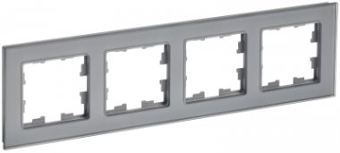 Фотография товара 'IEK BRITE Рамка 4 -местная РУ-4-2-БрСе стекло серый BR-M42-G-K03'