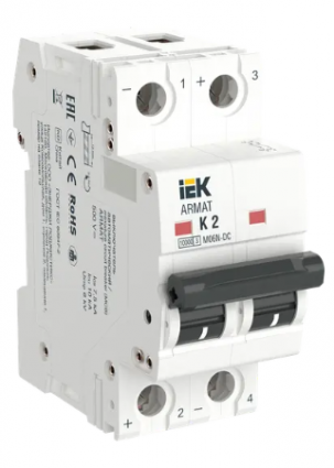 Фотография товара 'IEK ARMAT Автоматический выключатель M06N-DC 2P K 2А, AR-M06N-2-K002DC'