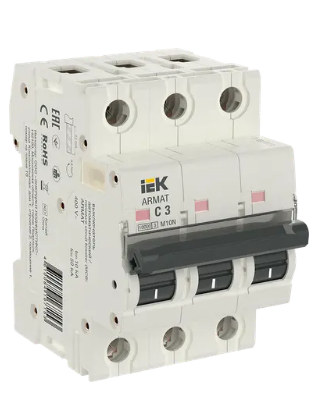 Фотография товара 'IEK ARMAT Автоматический выключатель M10N 3P C 3А AR-M10N-3-C003'