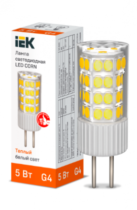 Фотография товара 'IEK Лампа светодиодная CORN капсула 5Вт 230В 3000К керамика G4 LLE-CORN-5-230-30-G4'