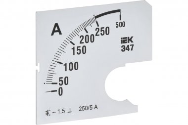 Фотография товара 'IEK IPA10D-SC-0250 Шкала смен. для амперметра Э47 250/5А-1,5 72х72мм'