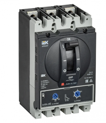 Фотография товара 'IEK ARMAT Автоматический выключатель в литом корпусе 3P типоразмер D 50кА 125А AR-MCCB-3D-050-0125A-ATUC'