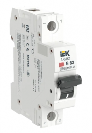 Фотография товара 'IEK ARMAT Автоматический выключатель M06N-DC 1P B 63А AR-M06N-1-B063DC'
