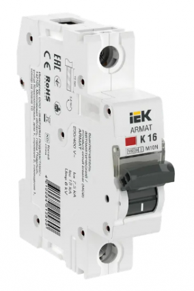 Фотография товара 'IEK ARMAT Автоматический выключатель M10N 1P K 16А AR-M10N-1-K016'