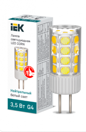 Фотография товара 'IEK Лампа светодиодная CORN капсула 3,5Вт 230В 4000К керамика G4 LLE-CORN-4-230-40-G4'