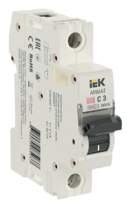 Фотография товара 'IEK ARMAT Автоматический выключатель M06N 1P C 3А AR-M06N-1-C003'