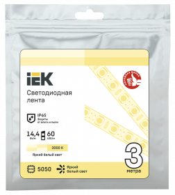 Фотография товара 'IEK Лента LED LSR-5050WW60-14,4-IP65-12В, LSR2-1-060-65-3-03'