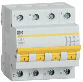 Фотография товара 'IEK Выключатель нагрузки (мини-рубильник) ВН-32 4Р 125А, MNV10-4-125'
