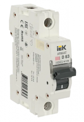 Фотография товара 'IEK ARMAT Автоматический выключатель M10N 1P D 63А AR-M10N-1-D063'
